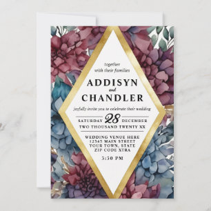 Enchanted Elegance Jewel-Toned Floral Wedding Invitation