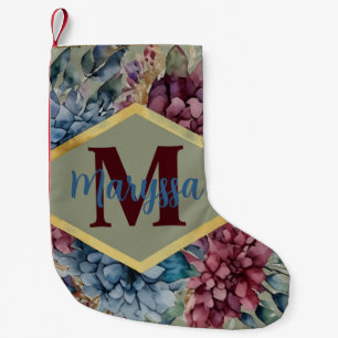 Enchanted Elegance Jewel-Toned Vintage Floral Small Christmas Stocking