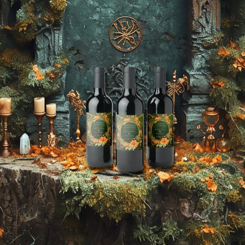 Enchanted Elegant Fall Themed Druid Hill Wine Label