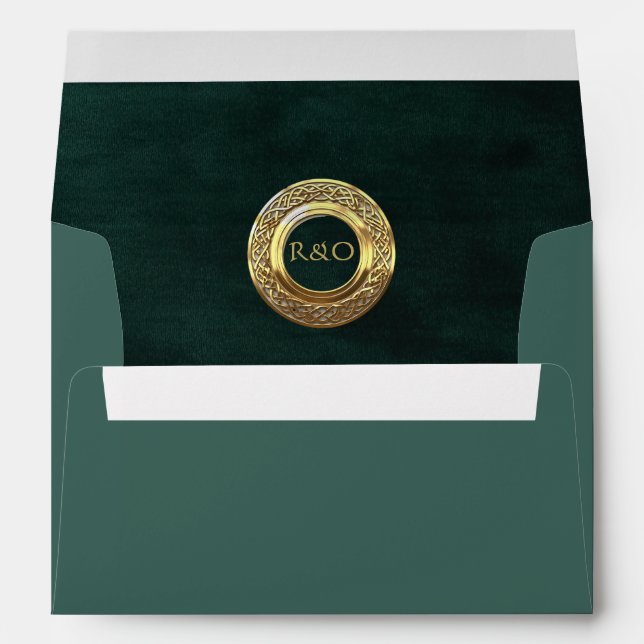 Enchanted Elegant Green Druid Hill Wedding  Envelope (Back (Bottom))