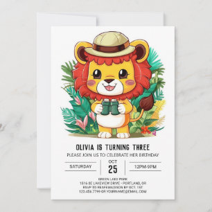 Enchanted Elegant Lion Digital Birthday Invitation