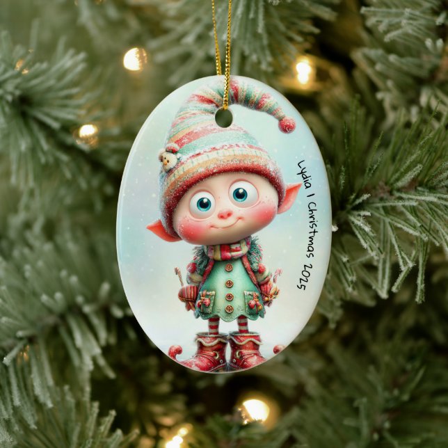 Enchanted Elf | North Pole Christmas Magic Ceramic Ornament (Tree)
