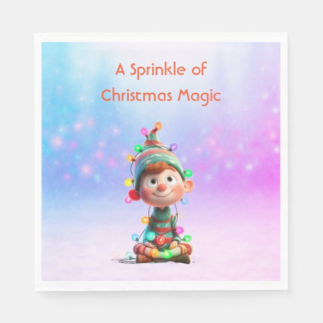 Enchanted Elf | North Pole Christmas  Napkins (Front)