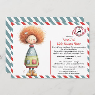 Enchanted Elf   North Pole Ugly Sweater Party  Invitation