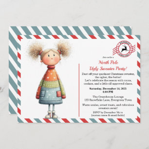 Enchanted Elf North Pole Ugly Sweater Party Invitation
