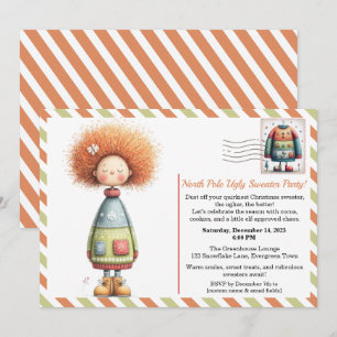 Enchanted Elf North Pole Ugly Sweater Party Invitation