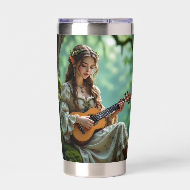 Enchanted Elven Girl Playing a Ukulele  Insulated Tumbler (Front)