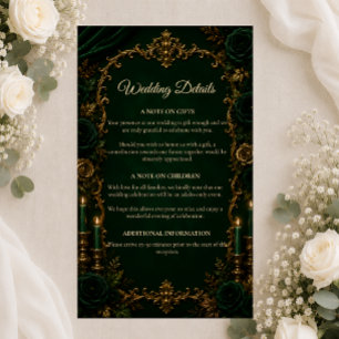 Enchanted Emerald Autumn Luxury Wedding  Enclosure Card