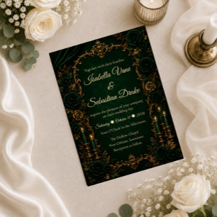 Enchanted Emerald Autumn Luxury Wedding Invitation