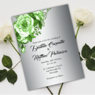Enchanted Emerald Garden Roses on Silver Wedding