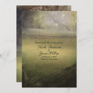Enchanted Enchanting Lights Forest Rustic Wedding Invitation