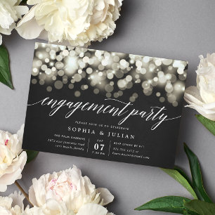 Enchanted Evening Black & Gold Engagement Party Invitation