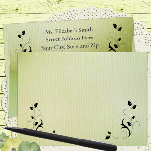 Enchanted Evening Deco Leaf Return Address Envelope