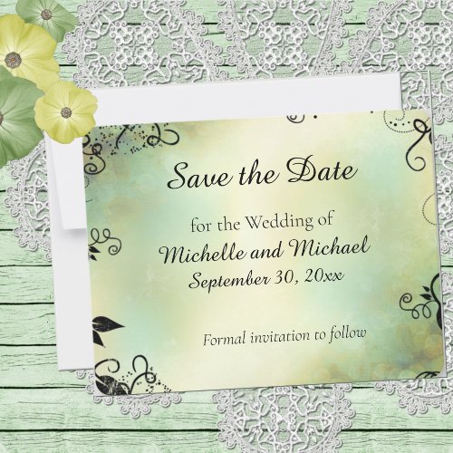 Enchanted Evening Deco Leaf Save the Date