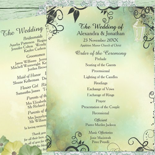 Enchanted Evening Deco Leaf Wedding Program