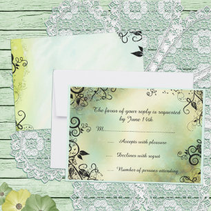 Enchanted Evening Deco Leaf Wedding RSVP