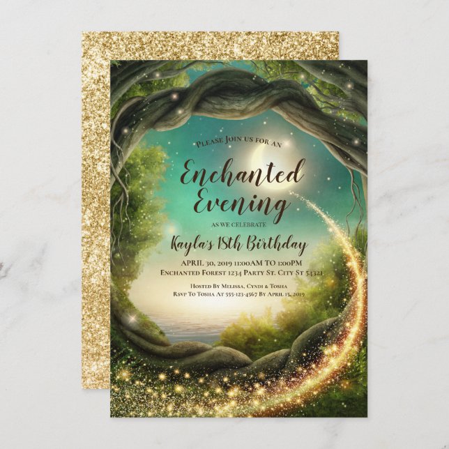 Enchanted Evening, Glitter Invitations (Front/Back)