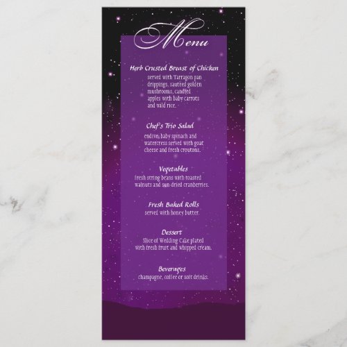 Enchanted Evening Nighttime Wedding Menu