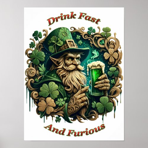 Enchanted Evening of Ale A Leprechauns Toast 12x16 Poster