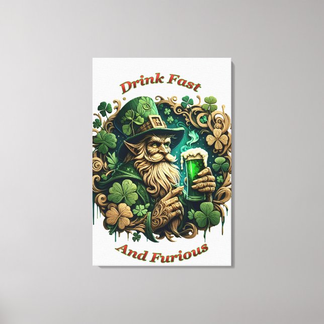 Enchanted Evening of Ale A Leprechauns Toast 24x36 Canvas Print (Front)