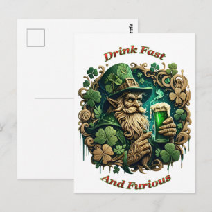 Enchanted Evening of Ale A Leprechauns Toast  Postcard