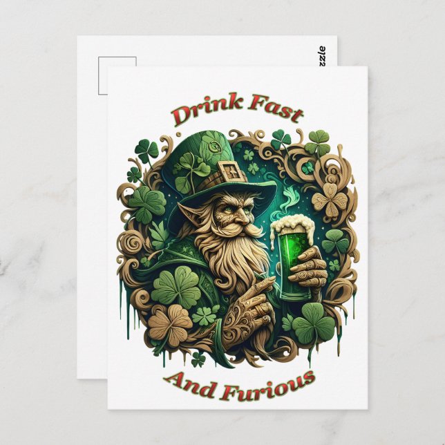 Enchanted Evening of Ale A Leprechauns Toast  Postcard (Front/Back)