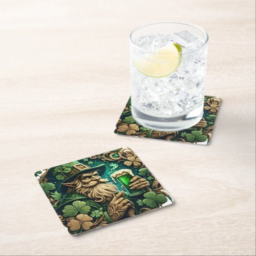 Enchanted Evening of Ale A Leprechauns Toast  Square Paper Coaster