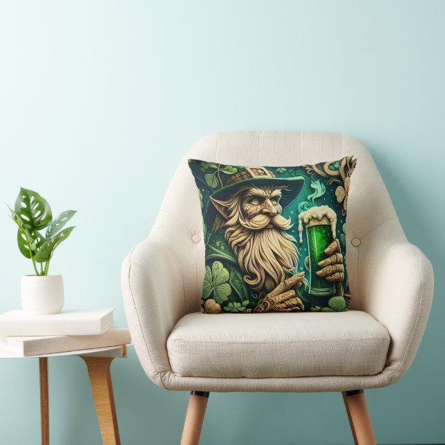 Enchanted Evening of Ale A Leprechauns Toast  Throw Pillow (Chair)