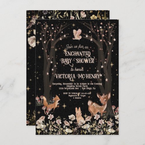 Enchanted Evening Rustic Woodland Baby Shower Invitation