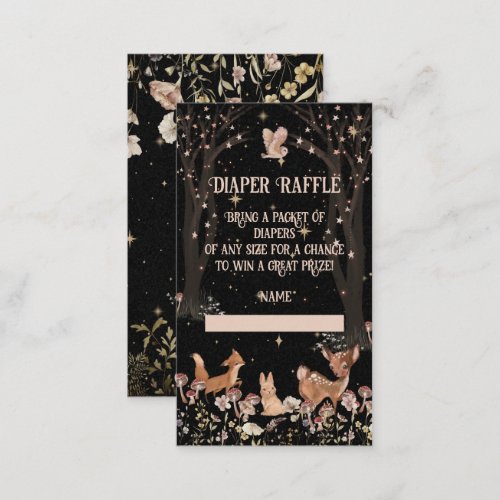 Enchanted Evening Woodland Baby Diaper Raffle Business Card