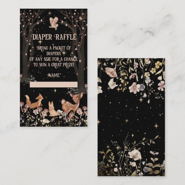Enchanted Evening Woodland Baby Diaper Raffle Business Card (Front/Back)
