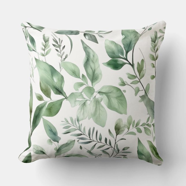 Enchanted Evergreen Ballet Botanical Throw Pillow (Front)