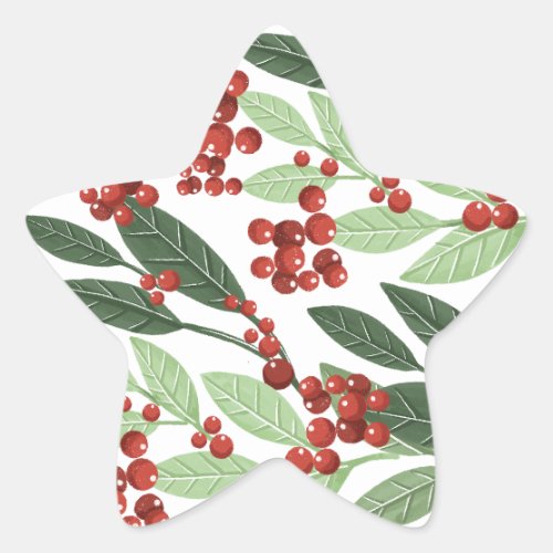 Enchanted Evergreen Botanical Christmas Star Sticker