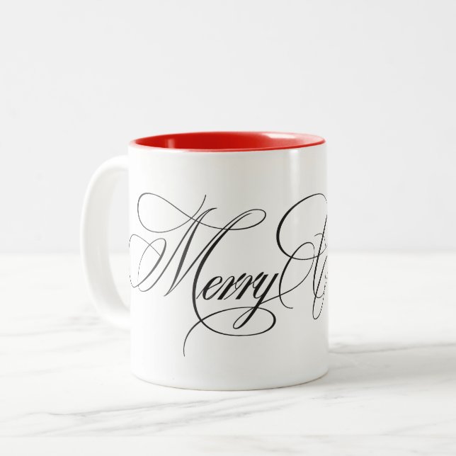 Enchanted Evergreen Elegance Christmas Two-Tone Coffee Mug (Front Left)