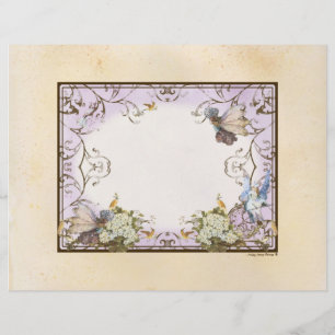 Enchanted Faerie Fairy Princess Lavender Vintage Letterhead
