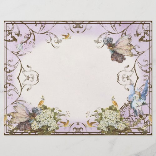 Enchanted Faerie Fairy Princess Lavender Vintage  Letterhead