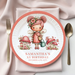 Enchanted Fairy 1st Birthday Pink Floral Paper  Plates