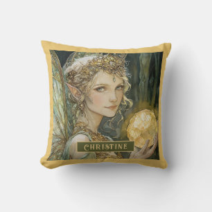 Enchanted Fairy And Crystal Ball Personalized Throw Pillow