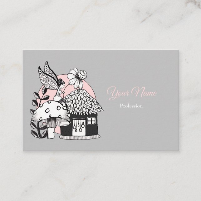 Enchanted Fairy And Fairy House Business Card (Front)