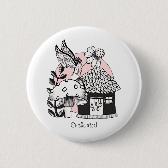 Enchanted Fairy And Fairy House Button (Front)