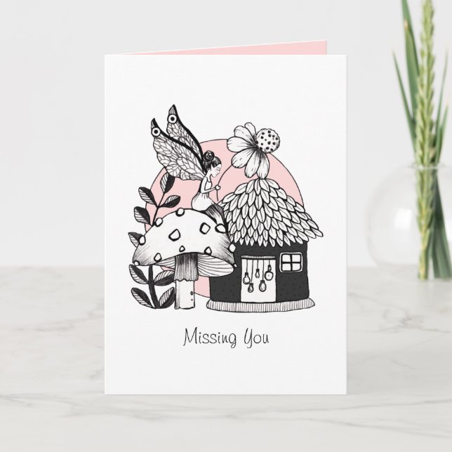 Enchanted Fairy And Fairy House Card (Front)