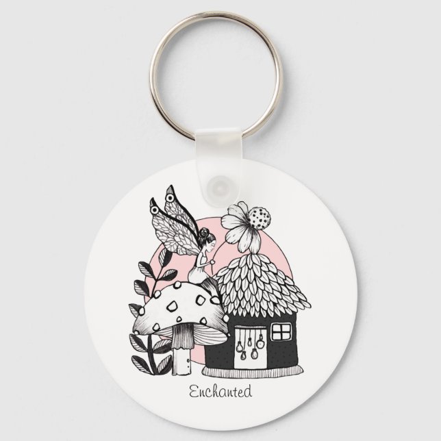 Enchanted Fairy And Fairy House Keychain (Front)