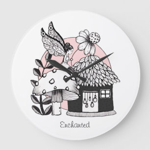 Enchanted Fairy And Fairy House Large Clock