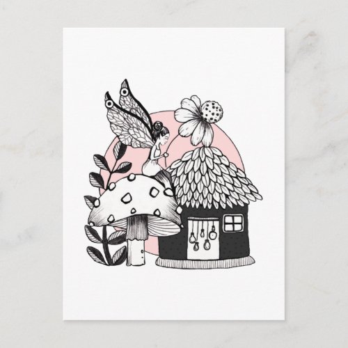 Enchanted Fairy And Fairy House Postcard