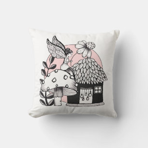 Enchanted Fairy And Fairy House Throw Pillow
