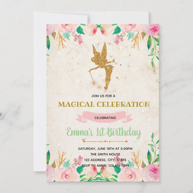 Enchanted fairy birthday invitation (Front)