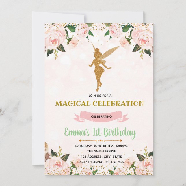 Enchanted fairy birthday invitation (Front)