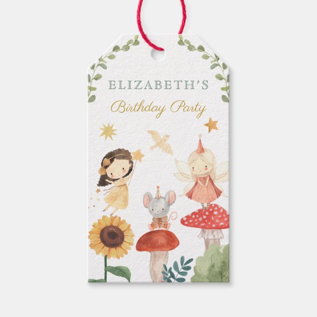 Enchanted Fairy Birthday Mushroom Gift Tags (Front)