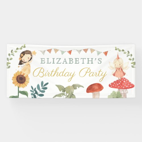 Enchanted Fairy Birthday Mushroom Woodland Banner