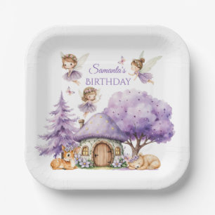 Enchanted Fairy Birthday Whimsical Purple Forest Paper Plates